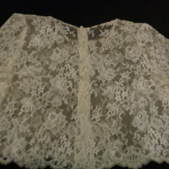 WEDDING WHITE PARTY BEADED LACEY OVER BLOUSE M - Picture 8 of 8